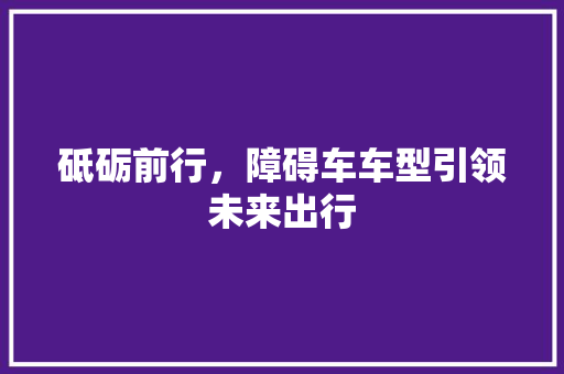 砥砺前行，障碍车车型引领未来出行