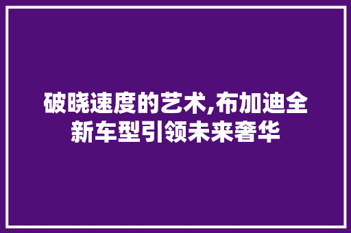 破晓速度的艺术,布加迪全新车型引领未来奢华