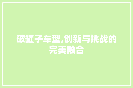 破罐子车型,创新与挑战的完美融合
