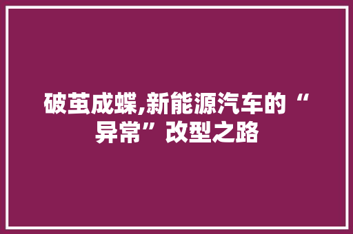 破茧成蝶,新能源汽车的“异常”改型之路