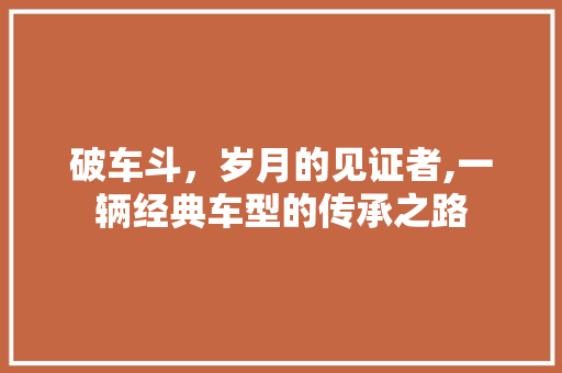 破车斗，岁月的见证者,一辆经典车型的传承之路