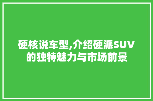 硬核说车型,介绍硬派SUV的独特魅力与市场前景