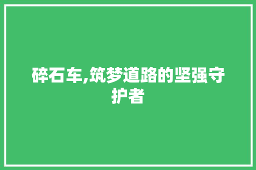 碎石车,筑梦道路的坚强守护者