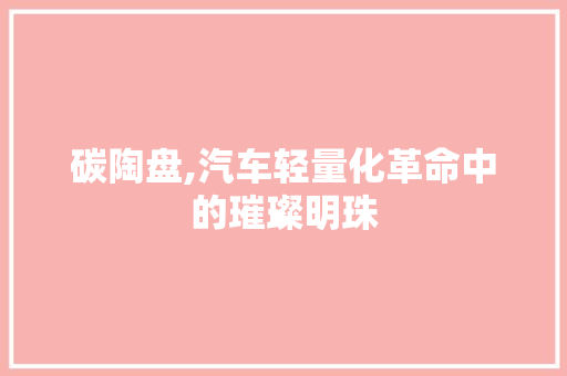 碳陶盘,汽车轻量化革命中的璀璨明珠