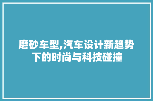 磨砂车型,汽车设计新趋势下的时尚与科技碰撞