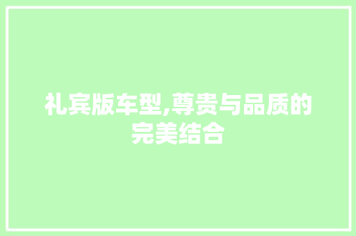 礼宾版车型,尊贵与品质的完美结合
