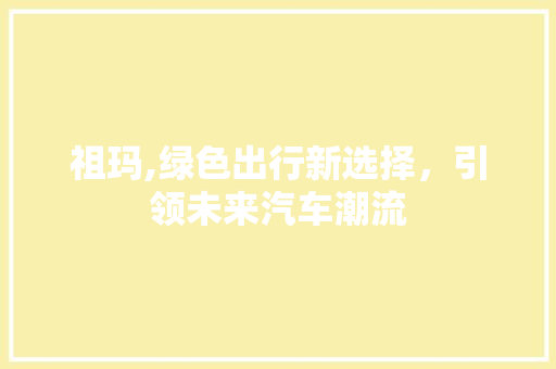 祖玛,绿色出行新选择，引领未来汽车潮流