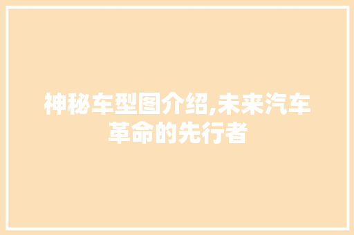 神秘车型图介绍,未来汽车革命的先行者