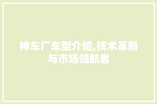 神车厂车型介绍,技术革新与市场领航者