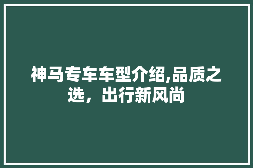 神马专车车型介绍,品质之选，出行新风尚
