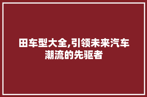 田车型大全,引领未来汽车潮流的先驱者 车身配件