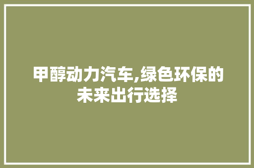 甲醇动力汽车,绿色环保的未来出行选择