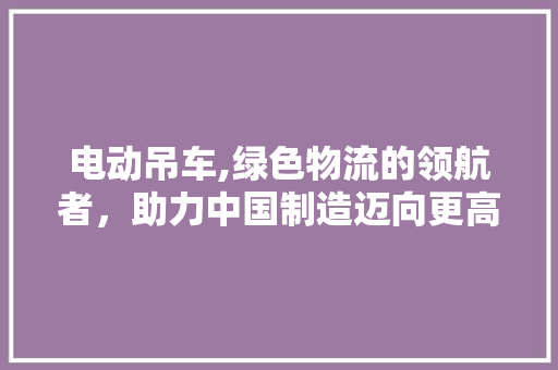 电动吊车,绿色物流的领航者，助力中国制造迈向更高峰 发动机配件