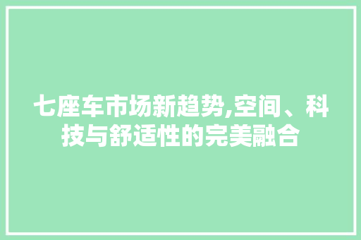 七座车市场新趋势,空间、科技与舒适性的完美融合