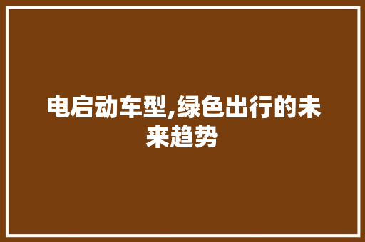 电启动车型,绿色出行的未来趋势