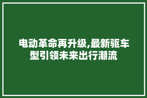 电动革命再升级,最新驱车型引领未来出行潮流
