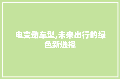 电变动车型,未来出行的绿色新选择