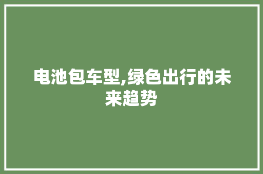 电池包车型,绿色出行的未来趋势