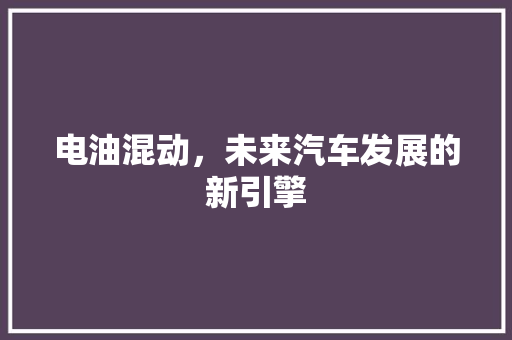 电油混动，未来汽车发展的新引擎