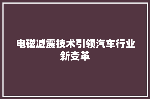 电磁减震技术引领汽车行业新变革