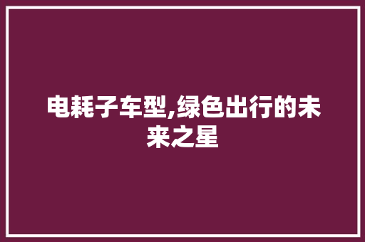 电耗子车型,绿色出行的未来之星