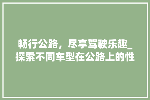 畅行公路，尽享驾驶乐趣_探索不同车型在公路上的性能表现