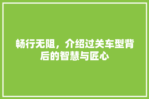 畅行无阻，介绍过关车型背后的智慧与匠心