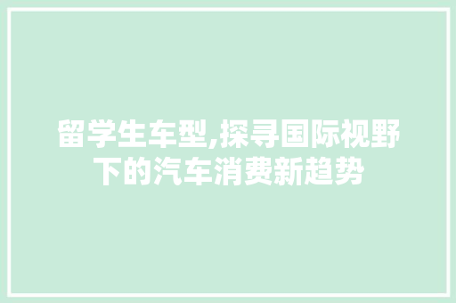 留学生车型,探寻国际视野下的汽车消费新趋势
