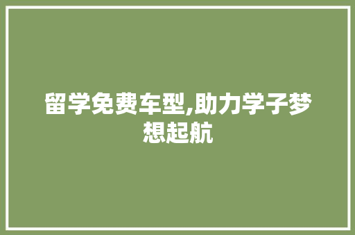 留学免费车型,助力学子梦想起航