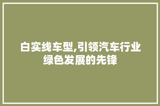 白实线车型,引领汽车行业绿色发展的先锋