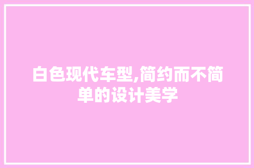 白色现代车型,简约而不简单的设计美学