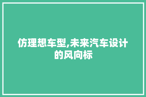 仿理想车型,未来汽车设计的风向标
