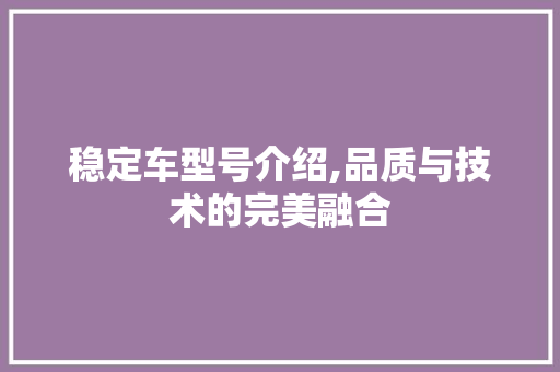 稳定车型号介绍,品质与技术的完美融合 变速箱配件