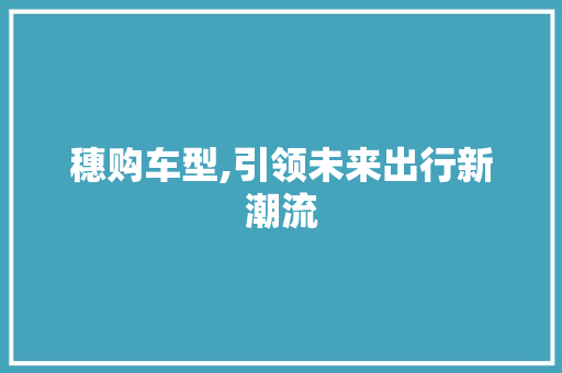 穗购车型,引领未来出行新潮流 新款车型