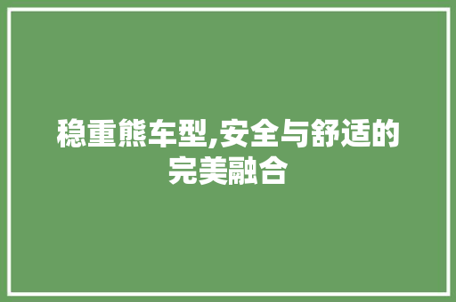 稳重熊车型,安全与舒适的完美融合