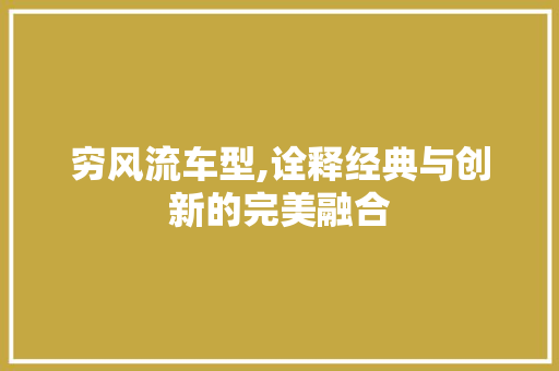 穷风流车型,诠释经典与创新的完美融合