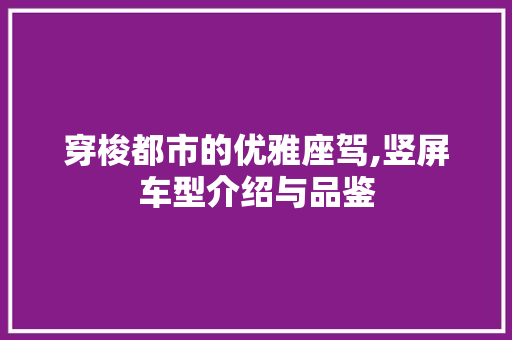 穿梭都市的优雅座驾,竖屏车型介绍与品鉴 发动机配件