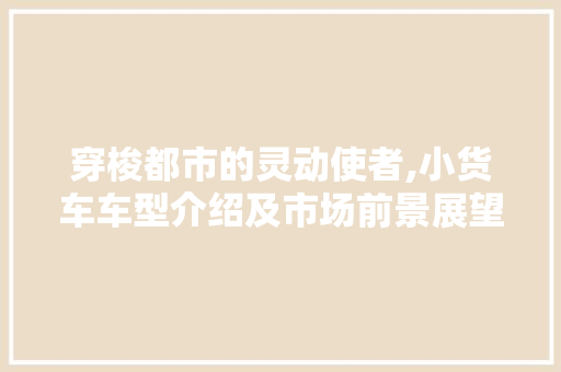 穿梭都市的灵动使者,小货车车型介绍及市场前景展望
