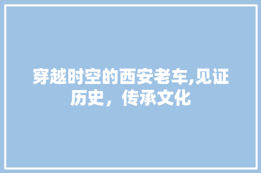穿越时空的西安老车,见证历史，传承文化