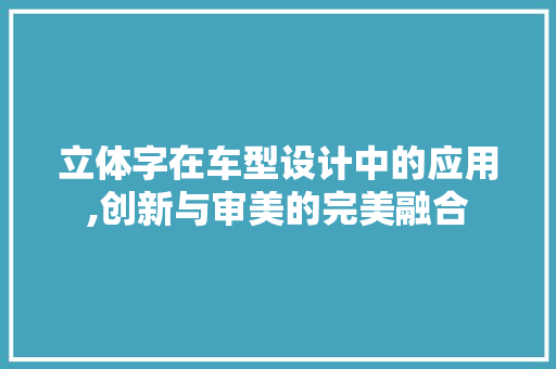 立体字在车型设计中的应用,创新与审美的完美融合