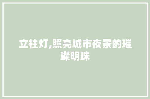 立柱灯,照亮城市夜景的璀璨明珠