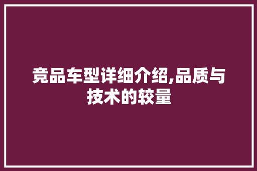 竞品车型详细介绍,品质与技术的较量