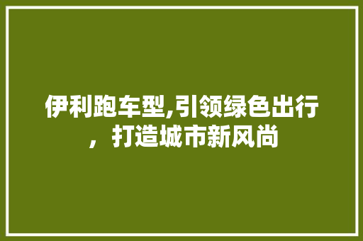 伊利跑车型,引领绿色出行，打造城市新风尚 发动机配件
