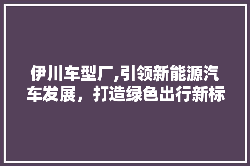 伊川车型厂,引领新能源汽车发展，打造绿色出行新标杆
