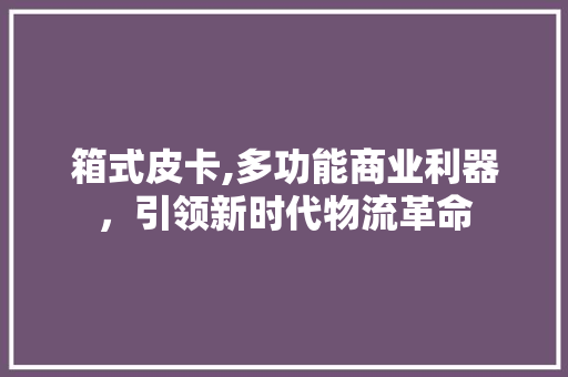箱式皮卡,多功能商业利器，引领新时代物流革命 新款车型