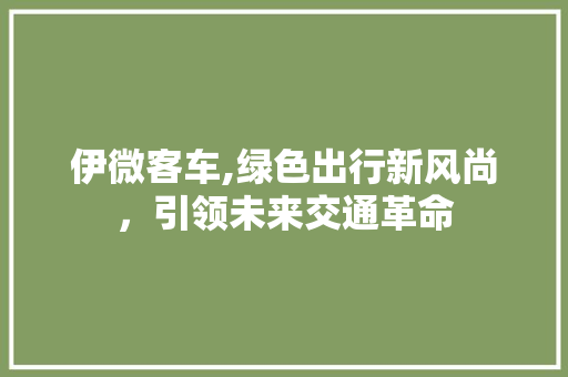 伊微客车,绿色出行新风尚，引领未来交通革命