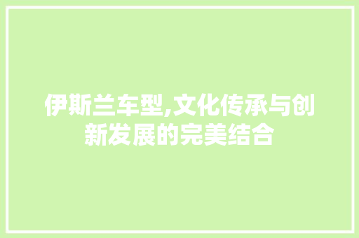 伊斯兰车型,文化传承与创新发展的完美结合