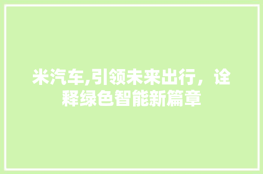 米汽车,引领未来出行，诠释绿色智能新篇章