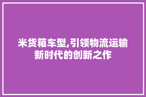 米货箱车型,引领物流运输新时代的创新之作