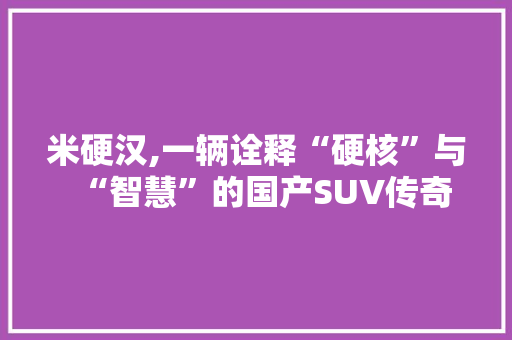 米硬汉,一辆诠释“硬核”与“智慧”的国产SUV传奇